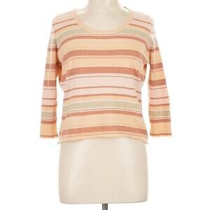 Loro Piana Cashmere Striped Sweater Women's Italy Peach Pink Beige Soft knit Sm